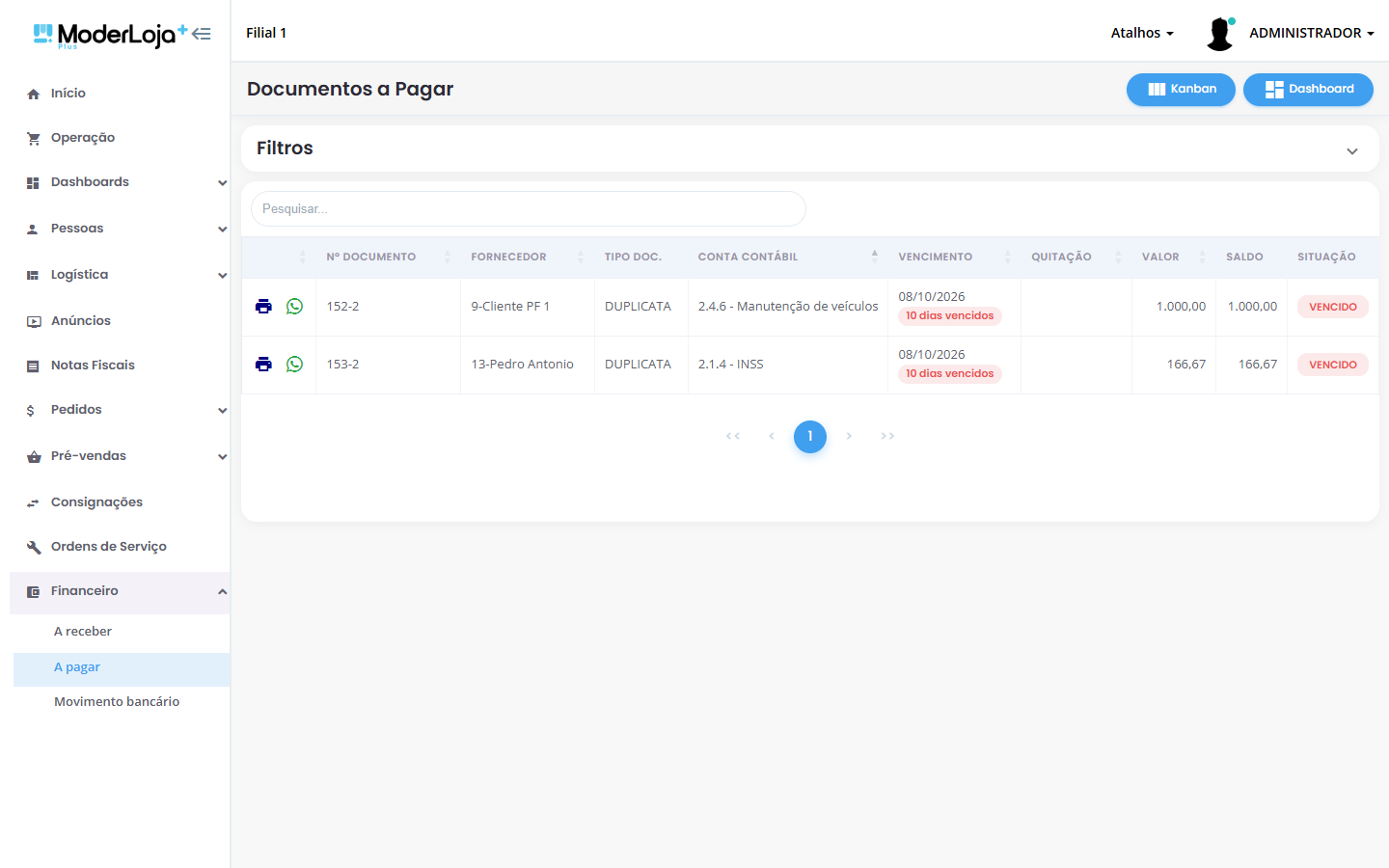 Documentos a pagar